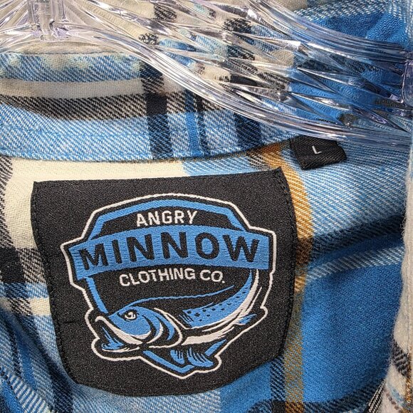 Aerosmith Shirt Mens Large Blue Plaid Flannel Angry Minnow Dream On Patch Rock - Picture 5 of 11